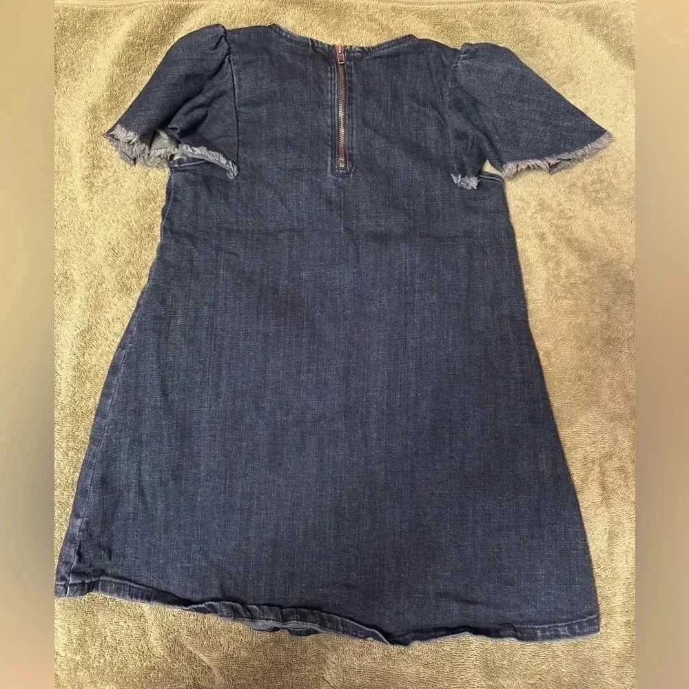 Stem Raw Hem Shoulder Sleeve Denim Dress Size 5